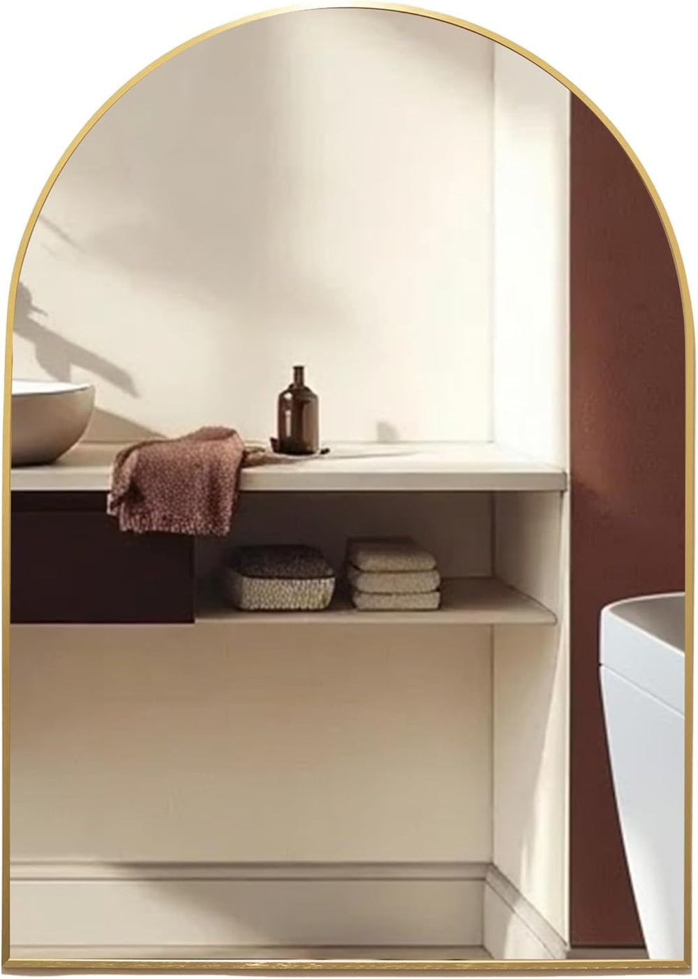 Neue Design Mood® Premium Arch Bathroom Mirror Gold Framed Wall Mounted, Arched Frame Modern & Stylish (70cm x 50cm)