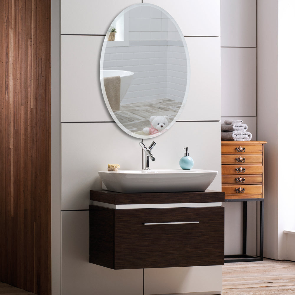 
                  
                    Diana Modern Oval Bathroom Wall Mirror 2 Sizes 50Hx40Wcm and 70Hx50Wcm - Mood Living 
                  
                