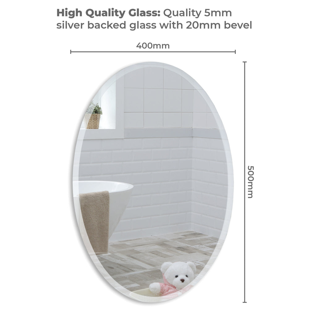 
                  
                    Diana Modern Oval Bathroom Wall Mirror 2 Sizes 50Hx40Wcm and 70Hx50Wcm - Mood Living 
                  
                