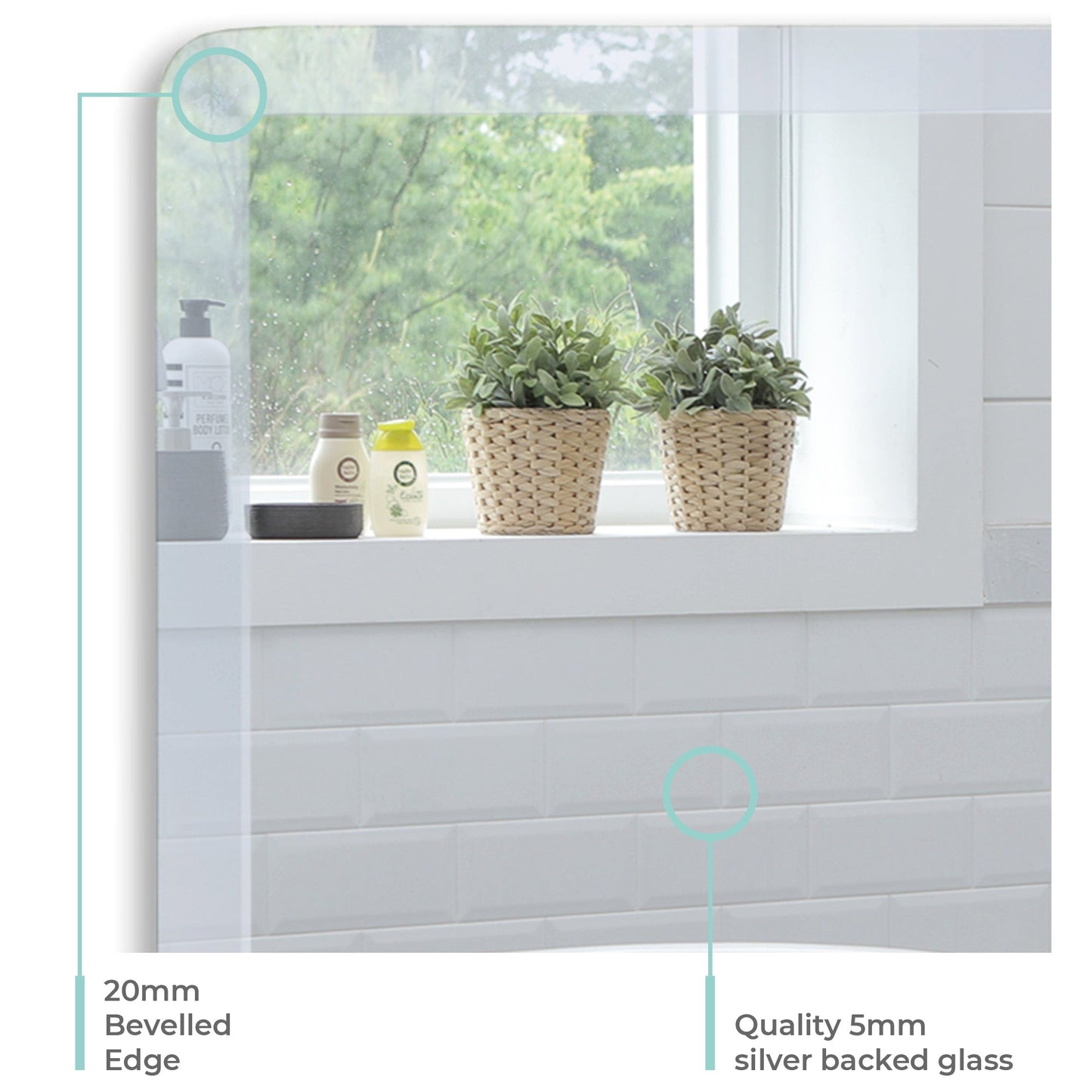 
                  
                    Amy Simple Design Bathroom Wall Mirror ES1030 40 x 40cm Size 40Hx40Wcm - Mood Living 
                  
                