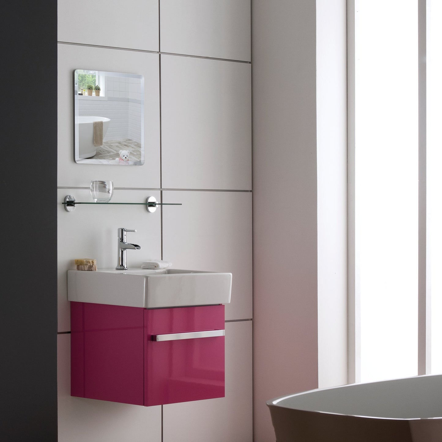 
                  
                    Amy Simple Design Bathroom Wall Mirror ES1030 40 x 40cm Size 40Hx40Wcm - Mood Living 
                  
                