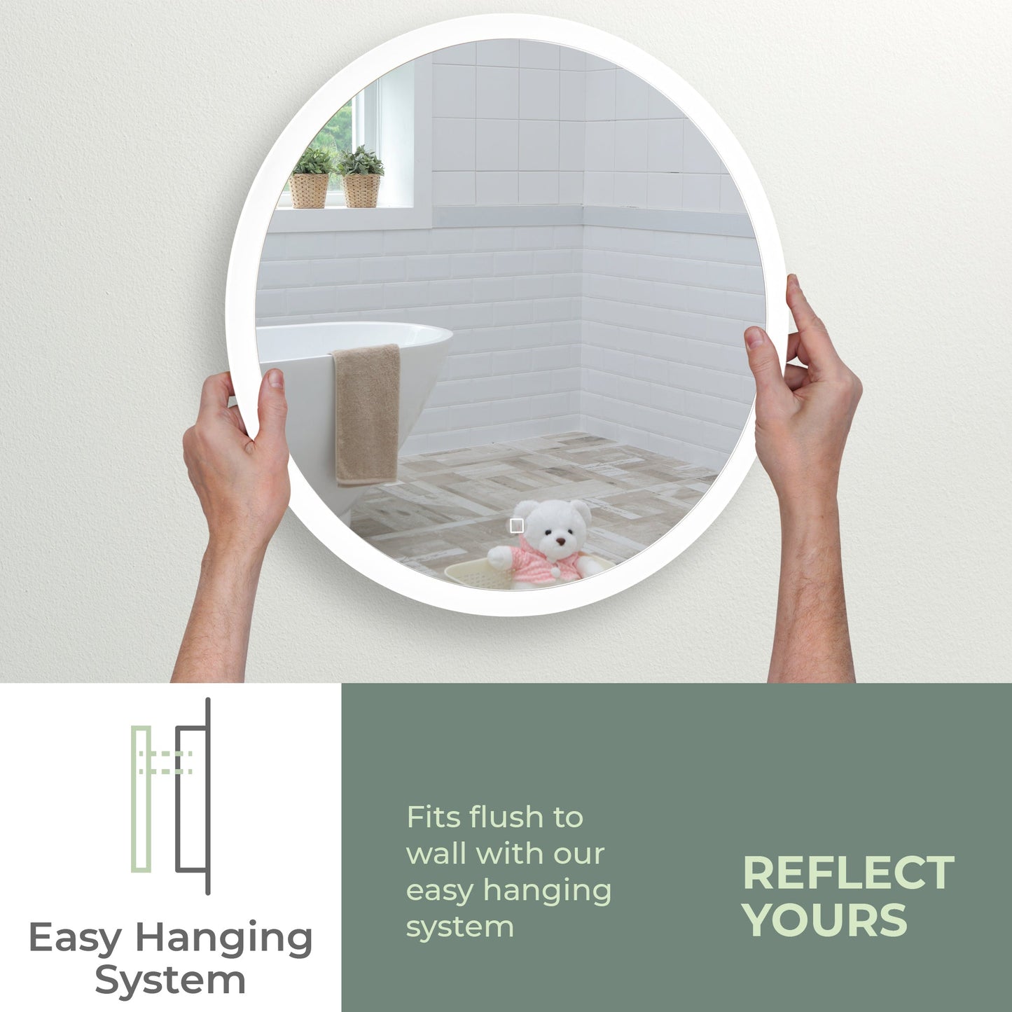 
                  
                    Ara Warm/Cold LED's Illuminated Bathroom Wall Mirror: Size-60HX60WX5.5D
                  
                