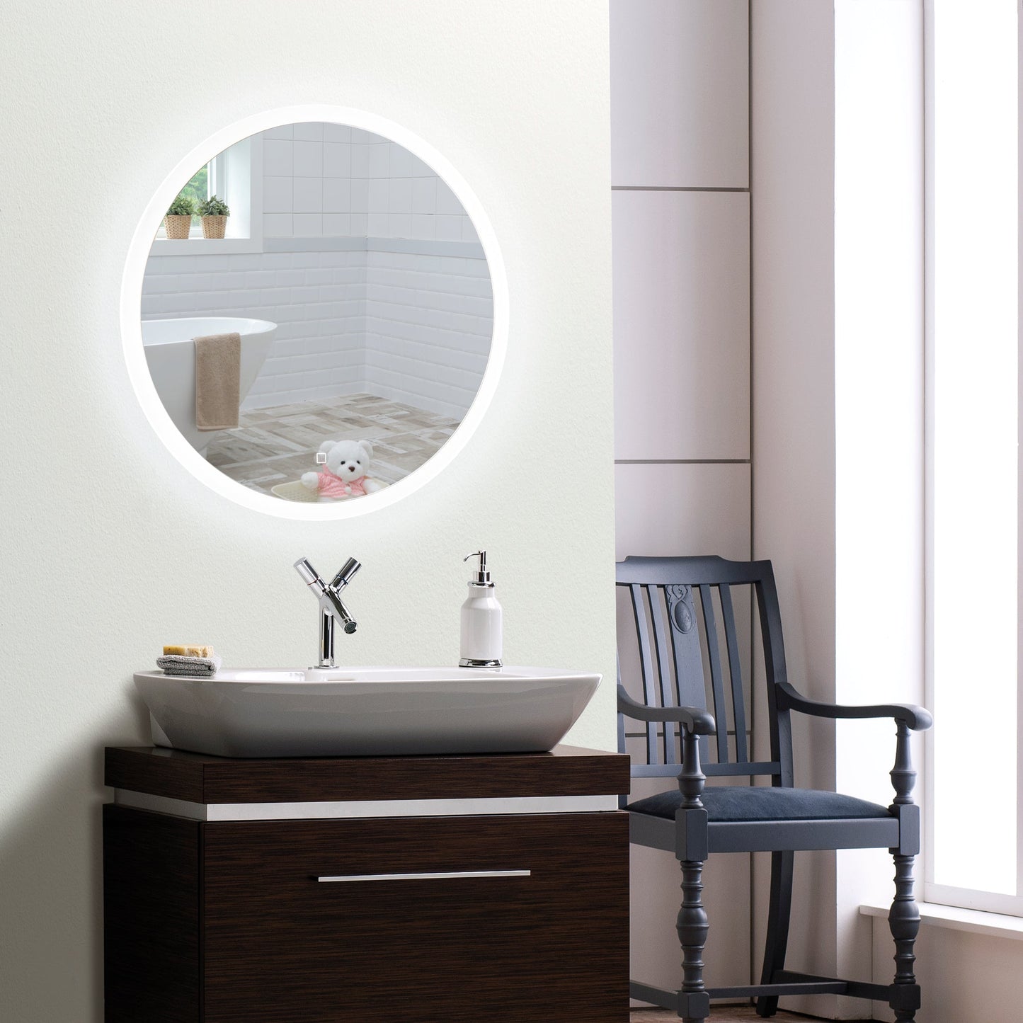 
                  
                    Ara Warm/Cold LED's Illuminated Bathroom Wall Mirror: Size-60HX60WX5.5D
                  
                