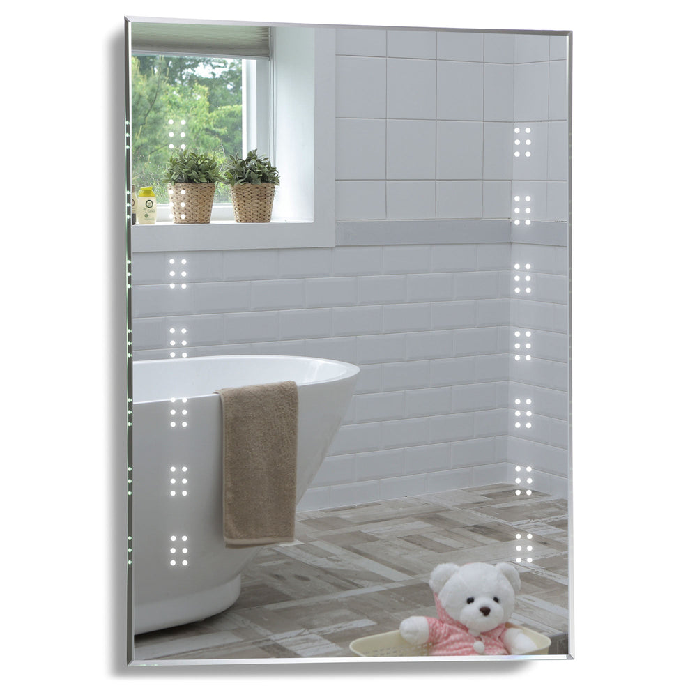 rectangular illuminated bathroom mirror