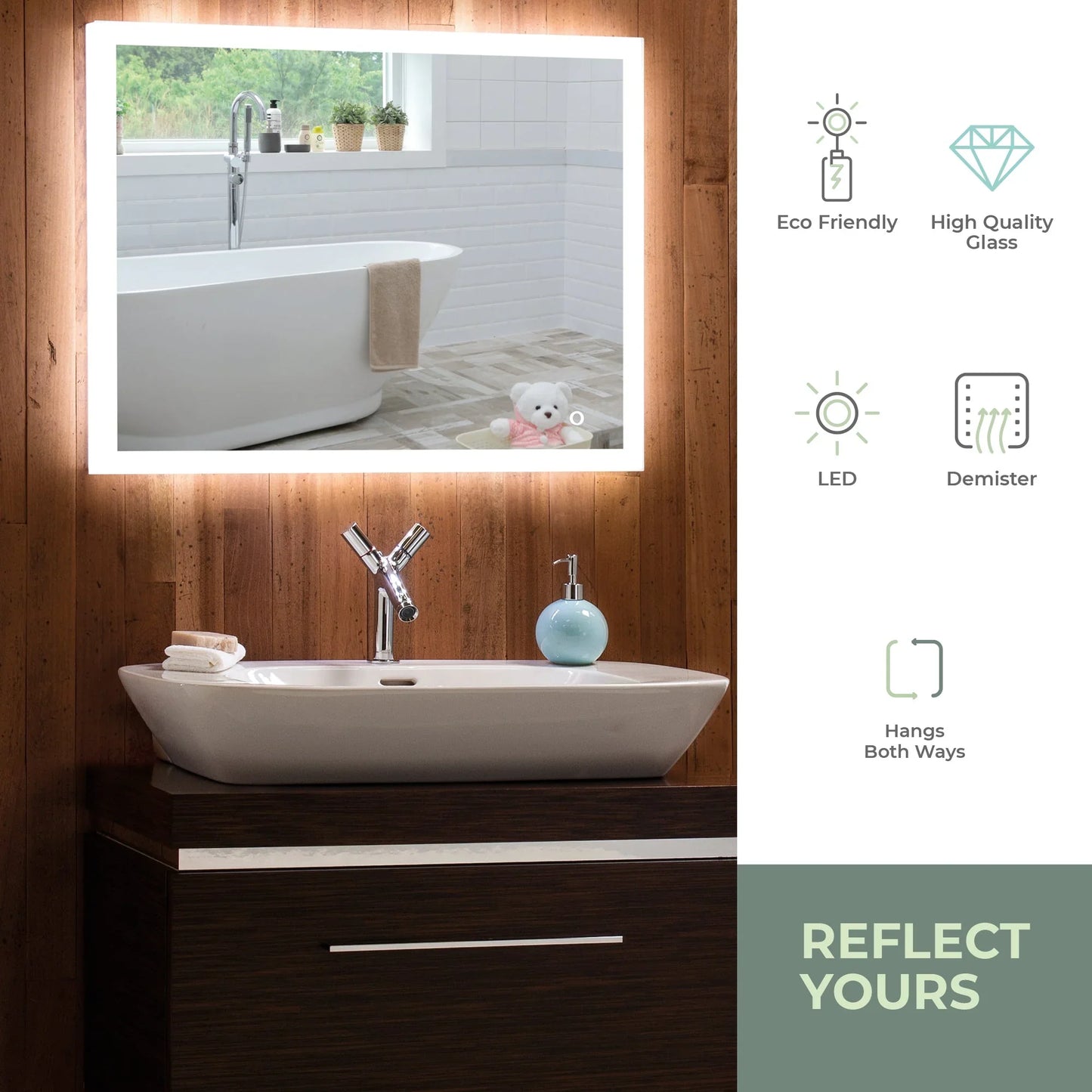 Aquarius LED Illuminated Bathroom Mirror Size-60HX80WX5.5Dcm YJ2538H - Mood Living 