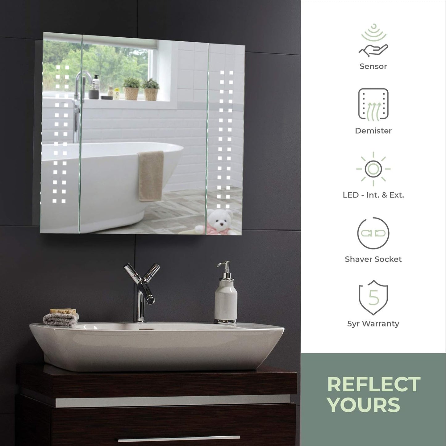 
                  
                    Galaxy LED Illuminated Bathroom Mirror Cabinet CABM19: Size-60Hx65Wx12.9Dcm
                  
                