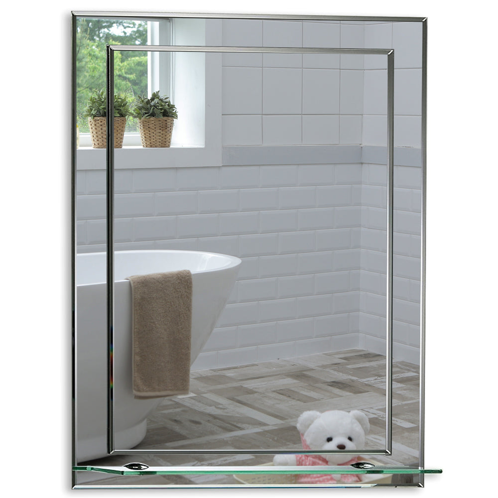 Bathroom mirror with shelf