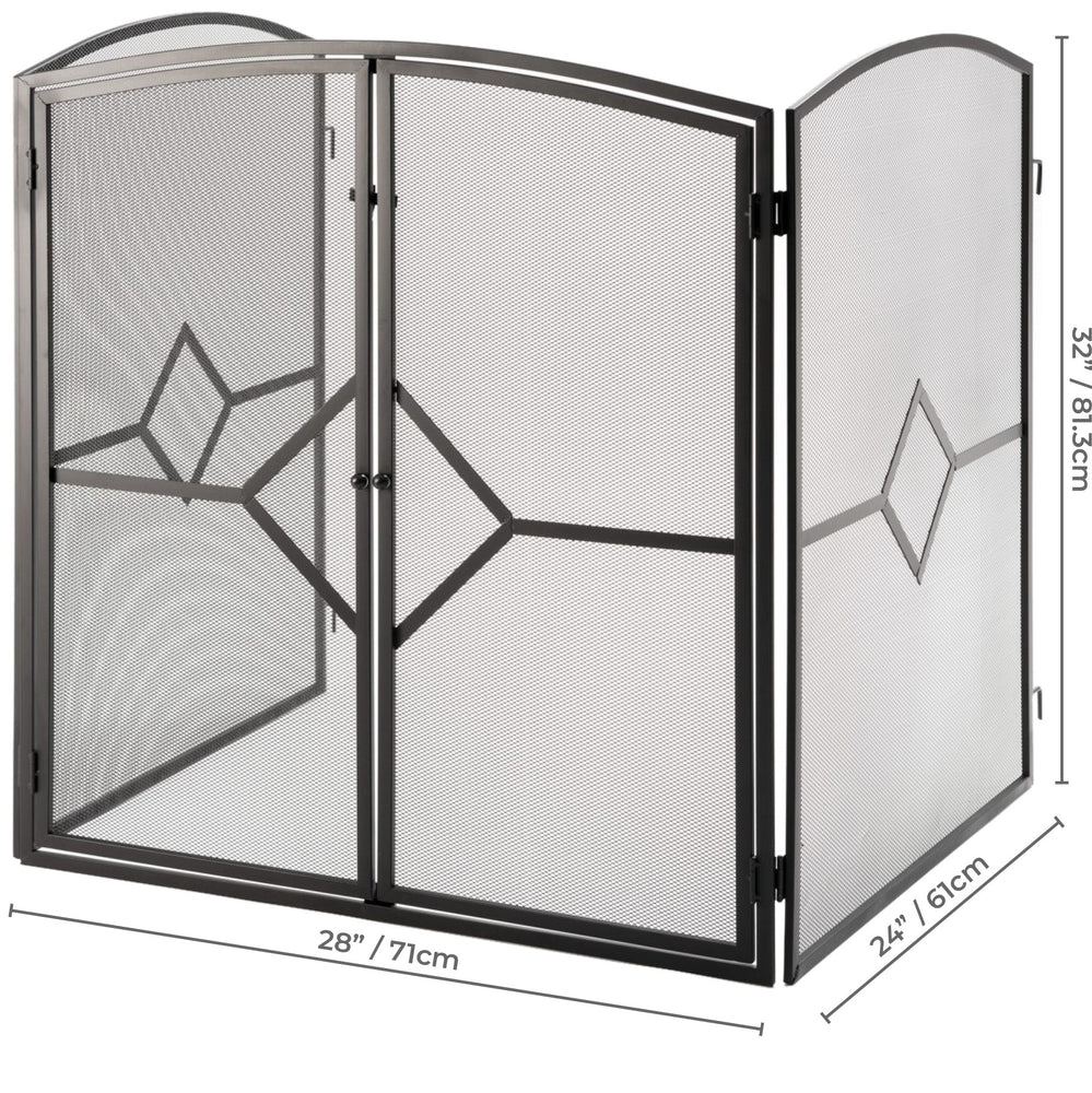 Superior Heavy Quality Fire Guard Screen Stove Screen H32" 955BK-M - Mood Living 