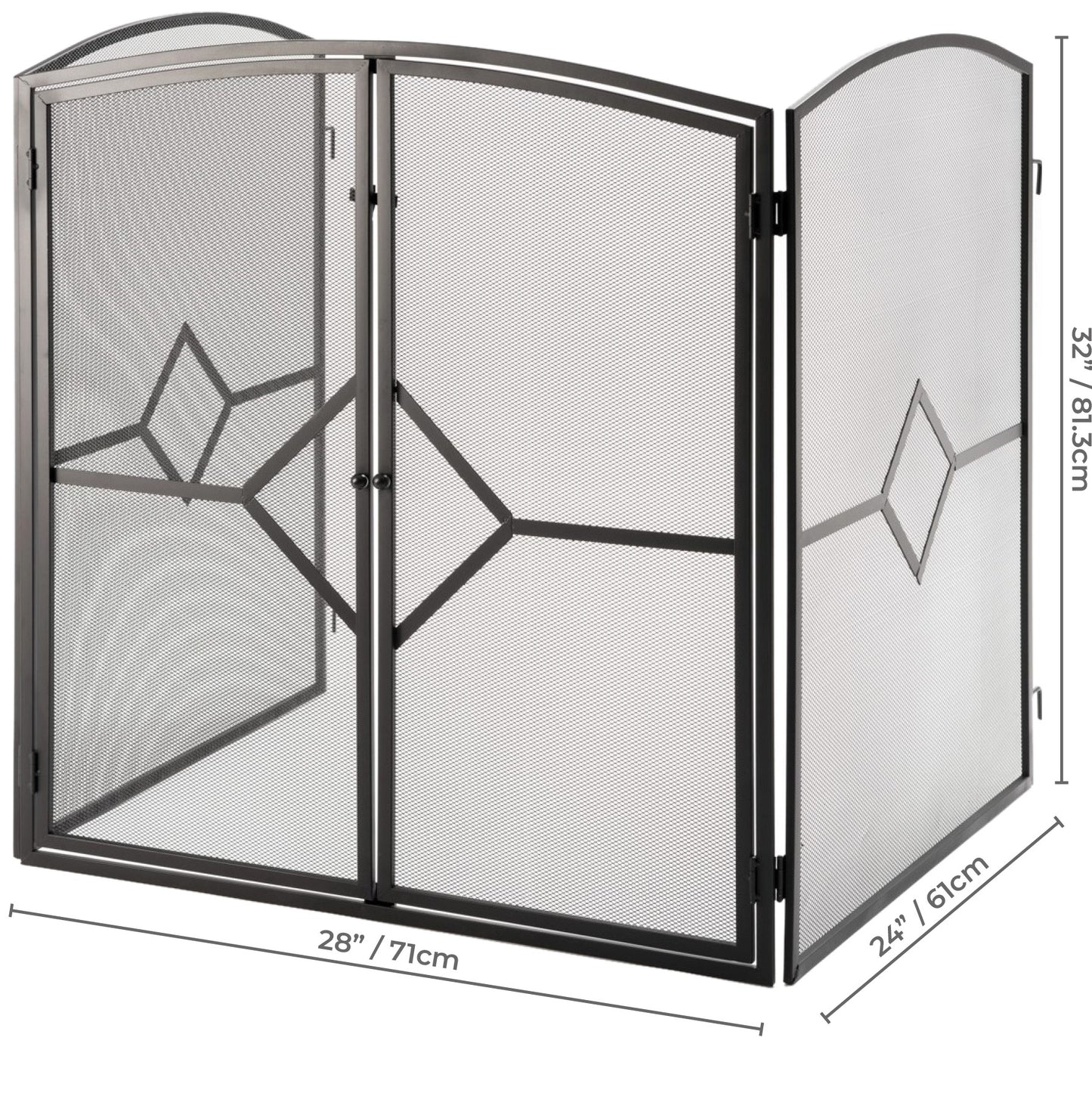 Superior Heavy Quality Fire Guard Screen Stove Screen H32" 955BK-M - Mood Living 