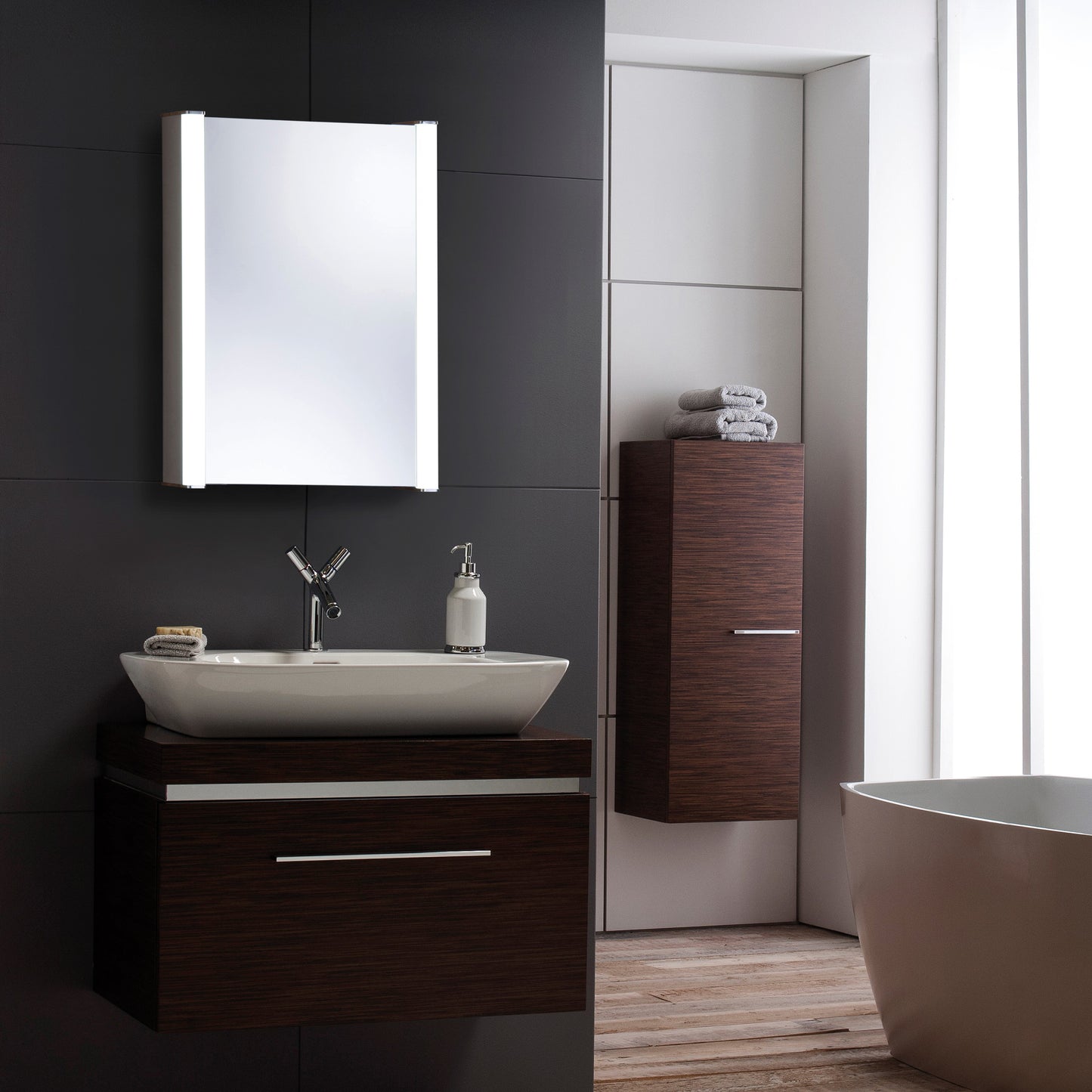 
                  
                    QuasarLED Illuminated Bathroom Mirror Cabinet CABM11: Size-70Hx50Wx16Dcm
                  
                