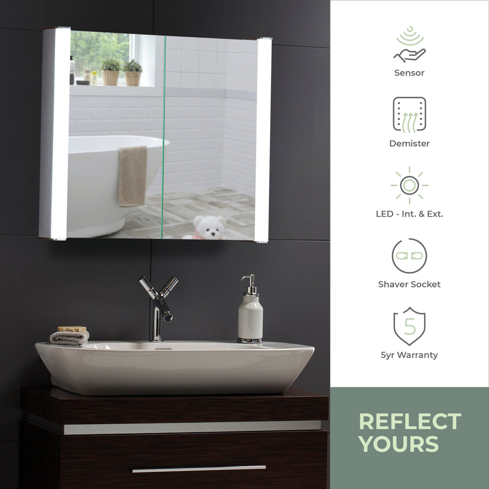 
                  
                    Quasar LED Illuminated Bathroom Mirror Cabinet CABM12 Size-60Hx65Wx16Dcm
                  
                