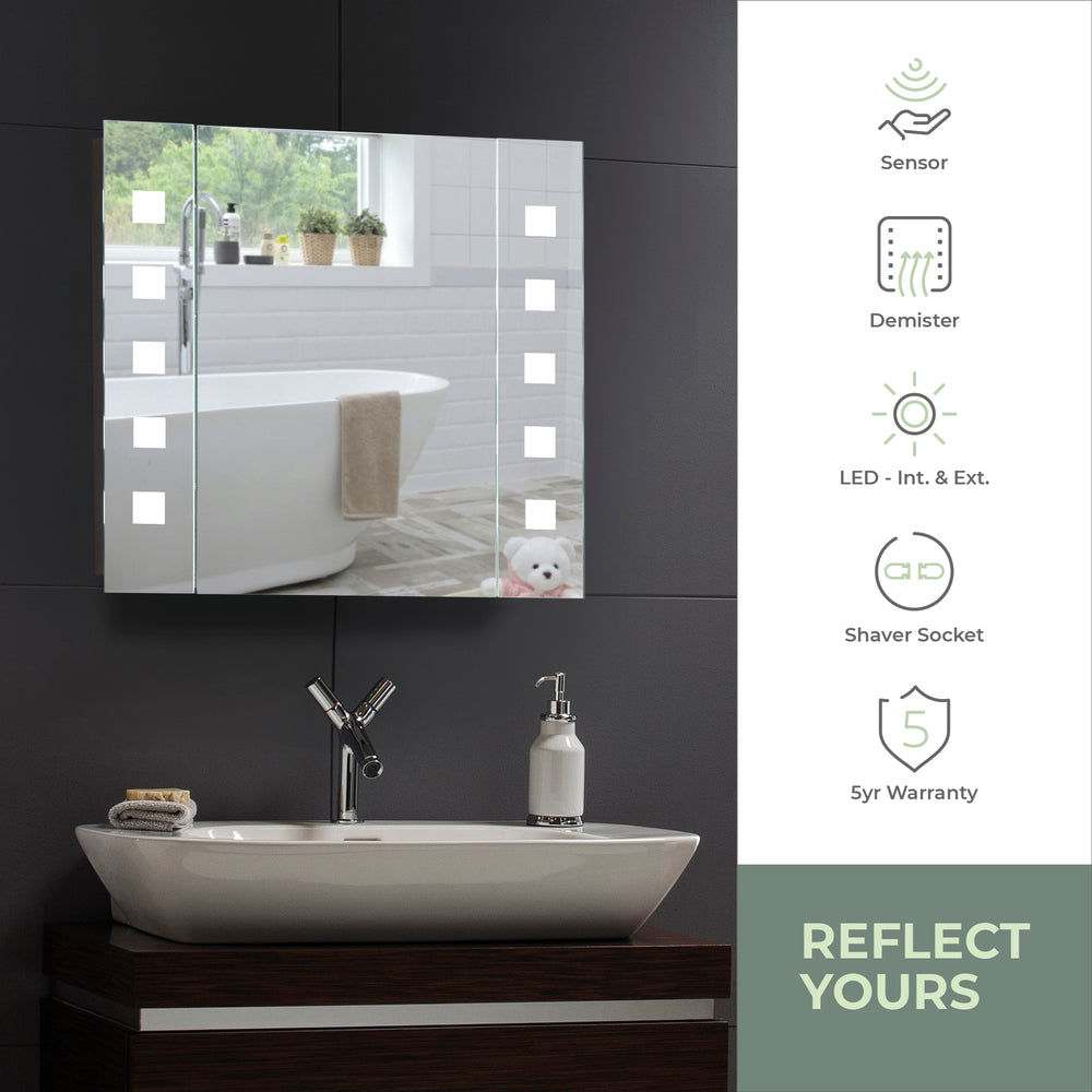 
                  
                    LED Illuminated Bathroom Mirror Cabinet CABM20 Size 60Hx65Wx13.5Dcm Slight Second, Packaging Worn - Mood Living 
                  
                