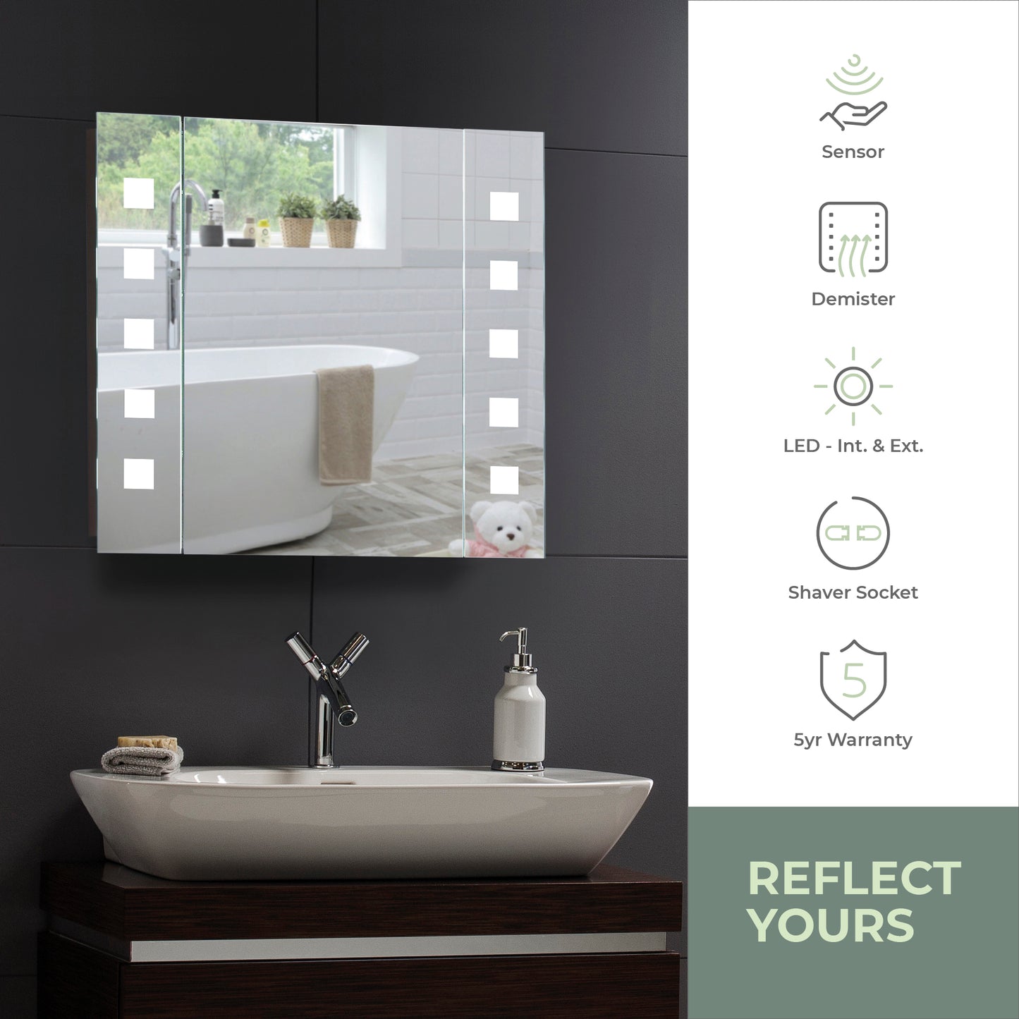 
                  
                    Atom LED Illuminated Bathroom Mirror Cabinet CABM20: Size-60Hx65Wx13.5Dcm - Mood Living 
                  
                