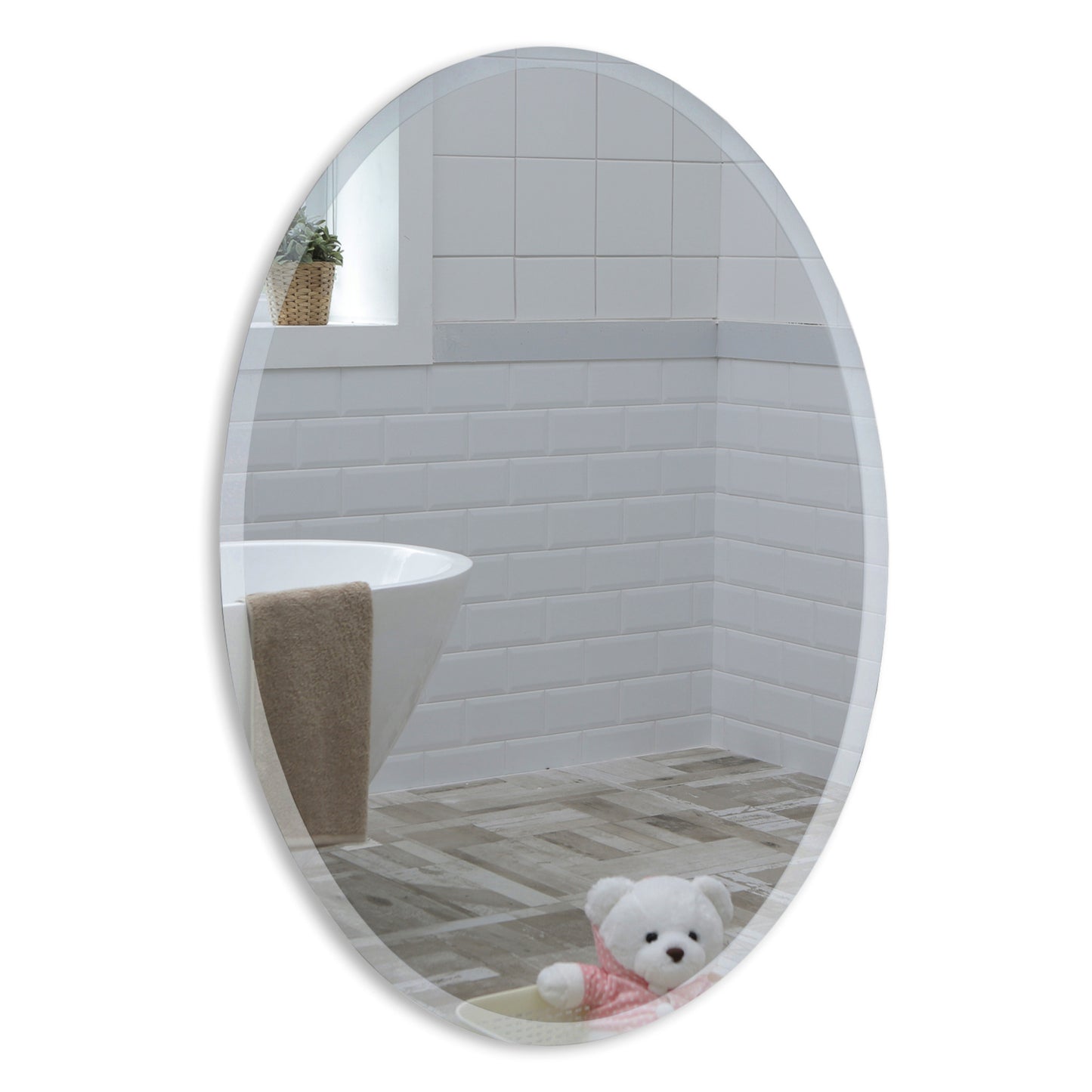 Oval bathroom mirror