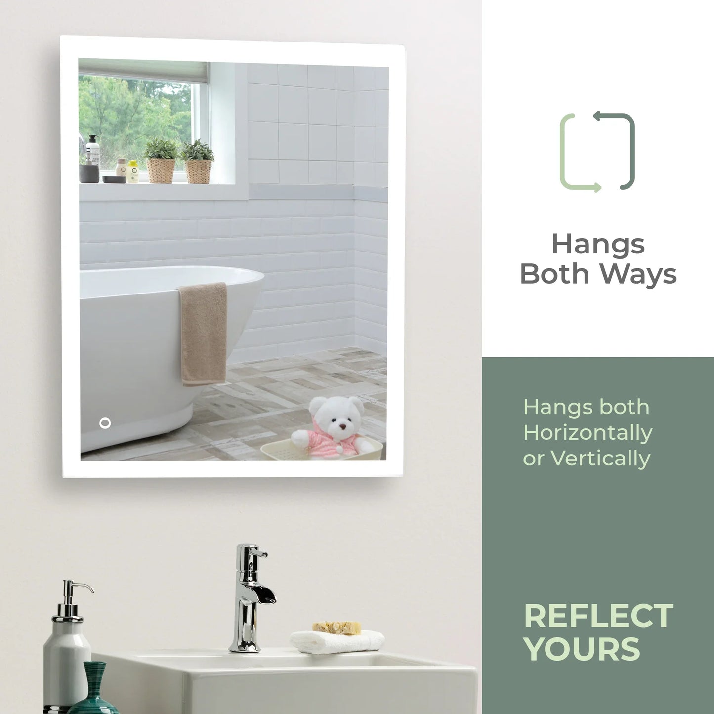
                  
                    Aquarius LED Illuminated Bathroom Mirror Size-60HX80WX5.5Dcm (Reversible) YJ2538H - Mood Living 
                  
                
